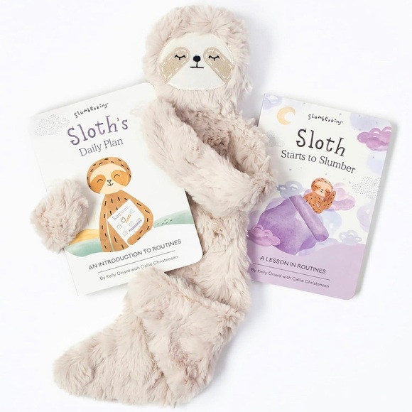 Slumberkins Sloth Snuggler & 2 Board Books Complete Set Bundle - Picture 1 of 6